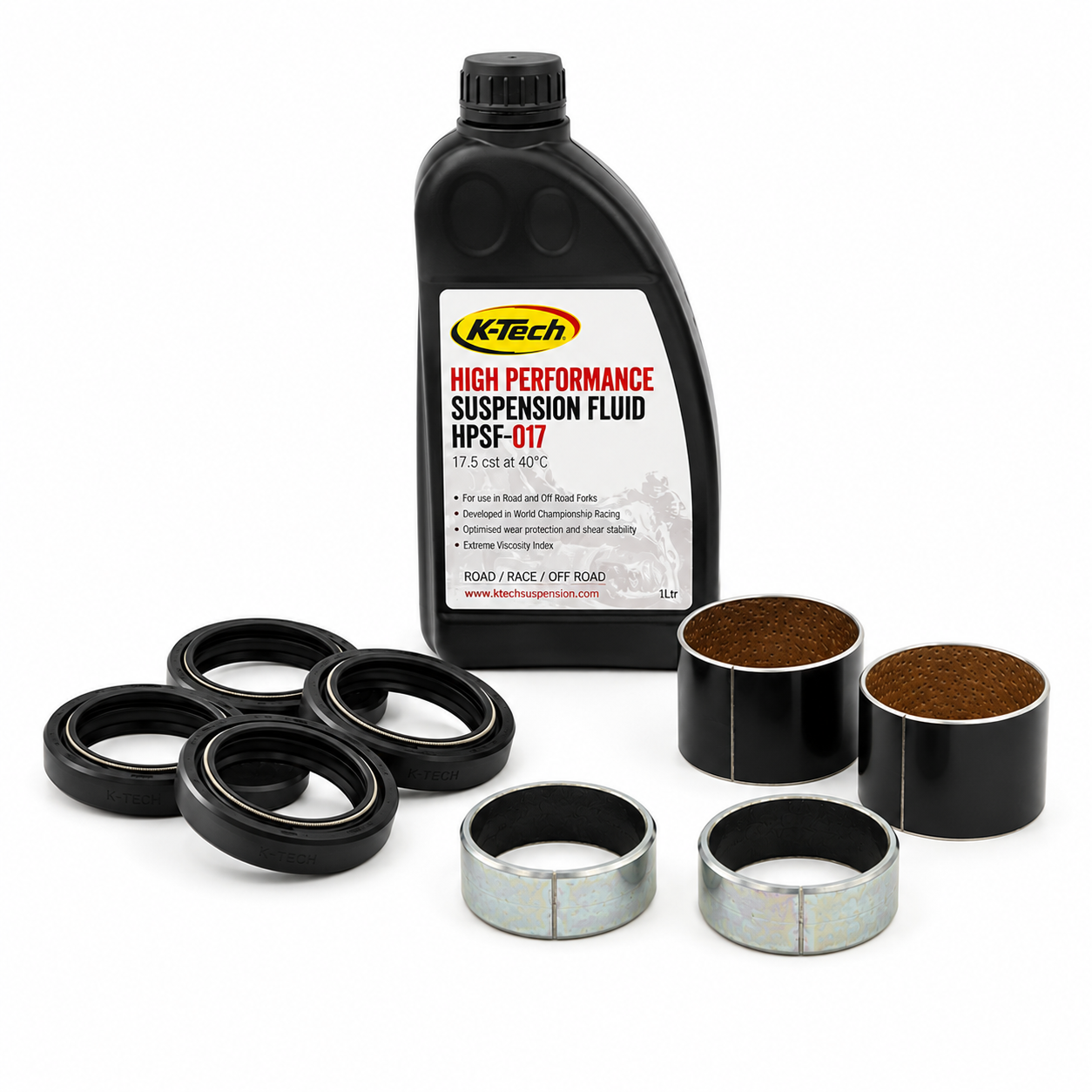 KTM 50 SX / Husqvarna TC50 / GASGAS MC50 Complete Fork Rebuild Kit – K-Tech Seals, Bushes & 5W Fork Oil